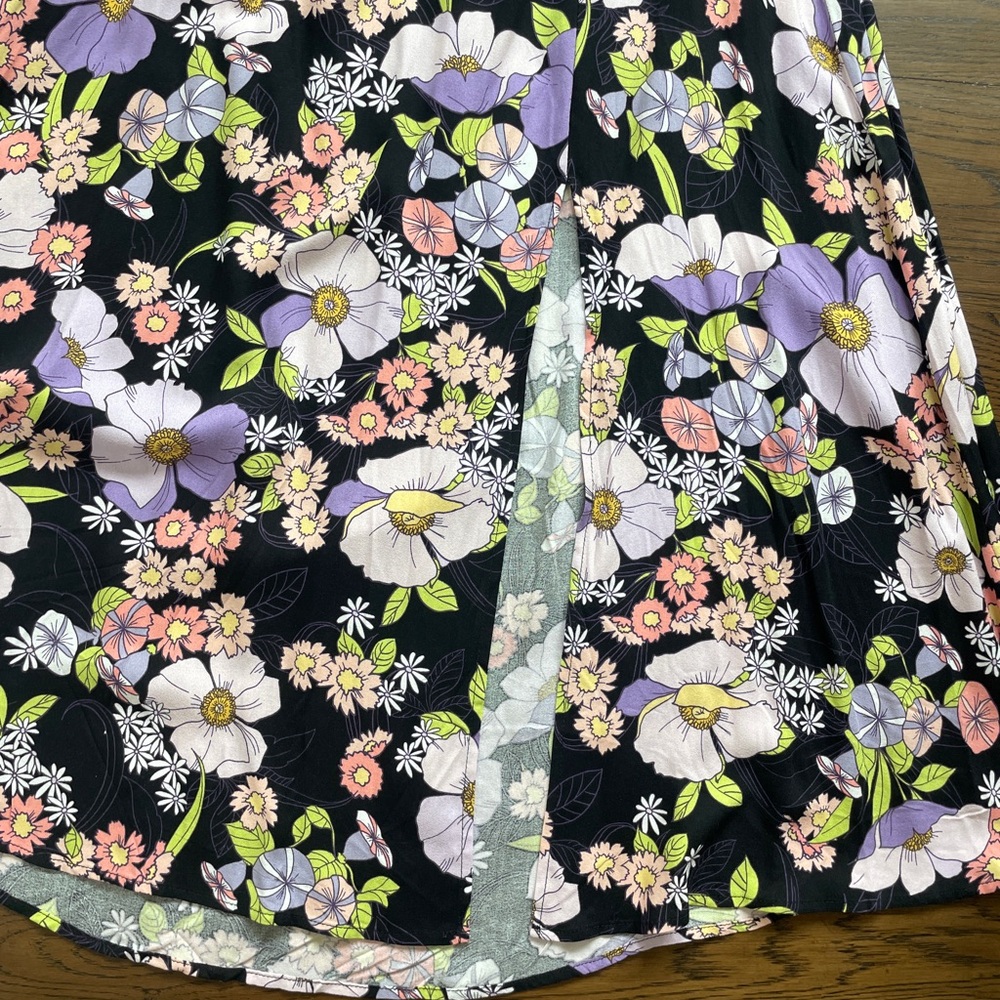 AFRM Floral Midi Dress Slit Puff Sleeves Open Back NWT - Picture 5 of 7